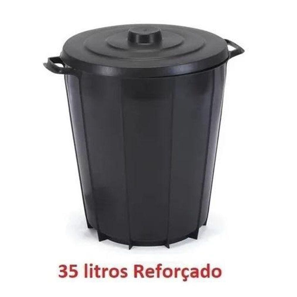 Lixeira Preta Cesto Lixo Grande Cozinha 35 Litros Reforçado