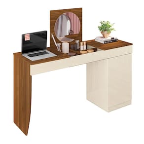 Escrivaninha Penteadeira Eva com Nicho Organizador 136 cm Freijó e Off White - D`Rossi