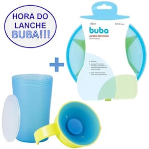 Copo Treinamento com Alça e Prato Azul Térmico Azul Buba