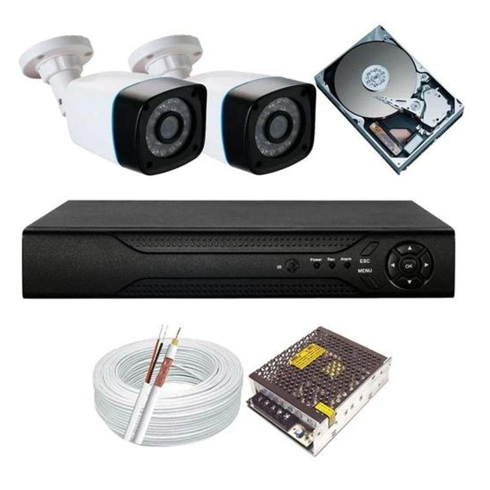 Kit 2 Câmeras Segurança Hd Digitais Infra Dvr 4 Canais P2p - Afc