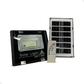 Refletor Led 50W Energia Solar Placa E Controle Prova D`Água