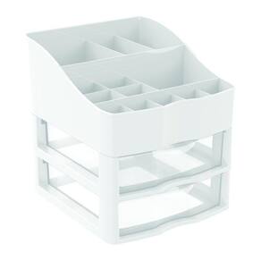 Kit Organizador De Cosmeticos E Maquiagem 2 Gavetas Branco