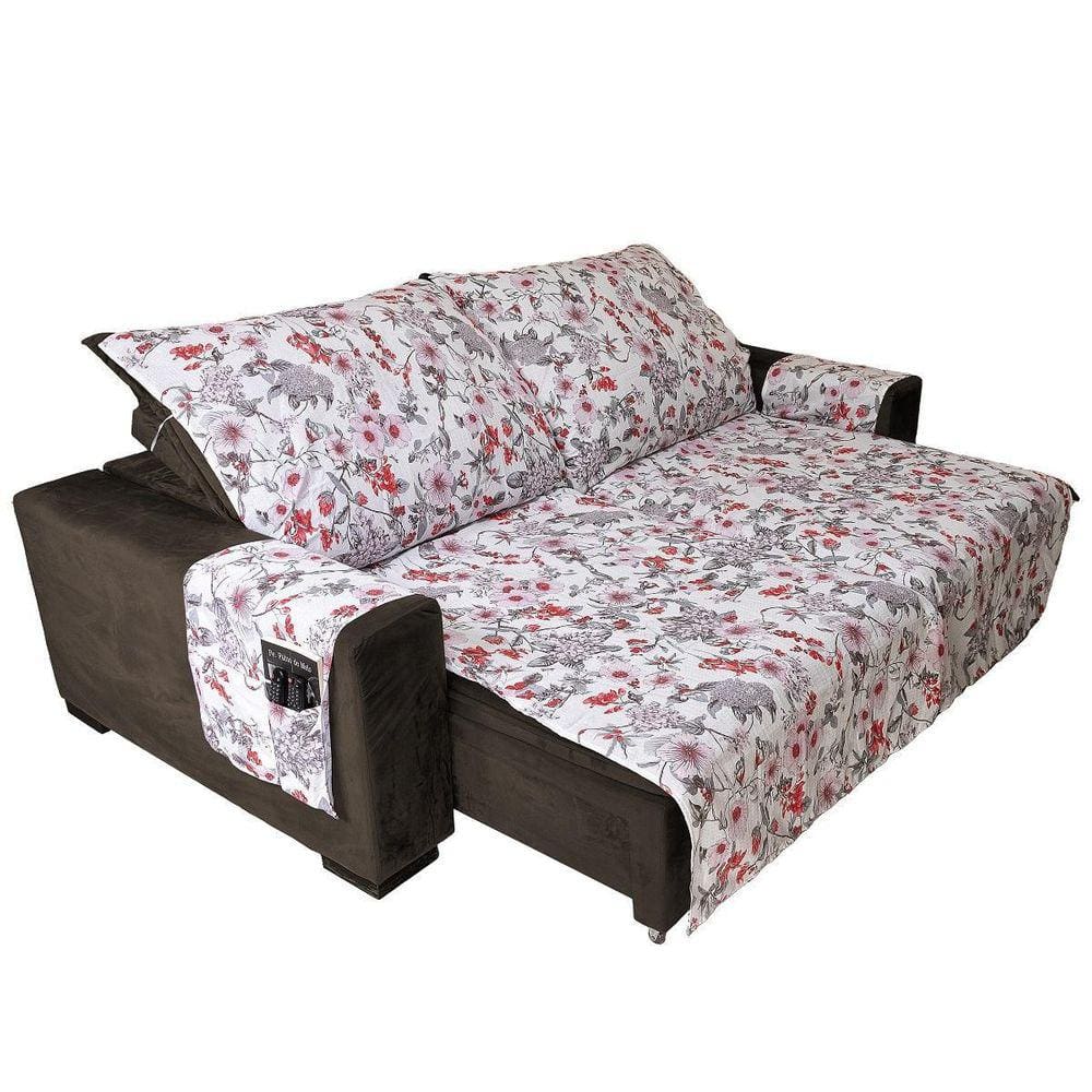 Capa Para Sofá Retrátil Floral Dois Modulos De 90Cm