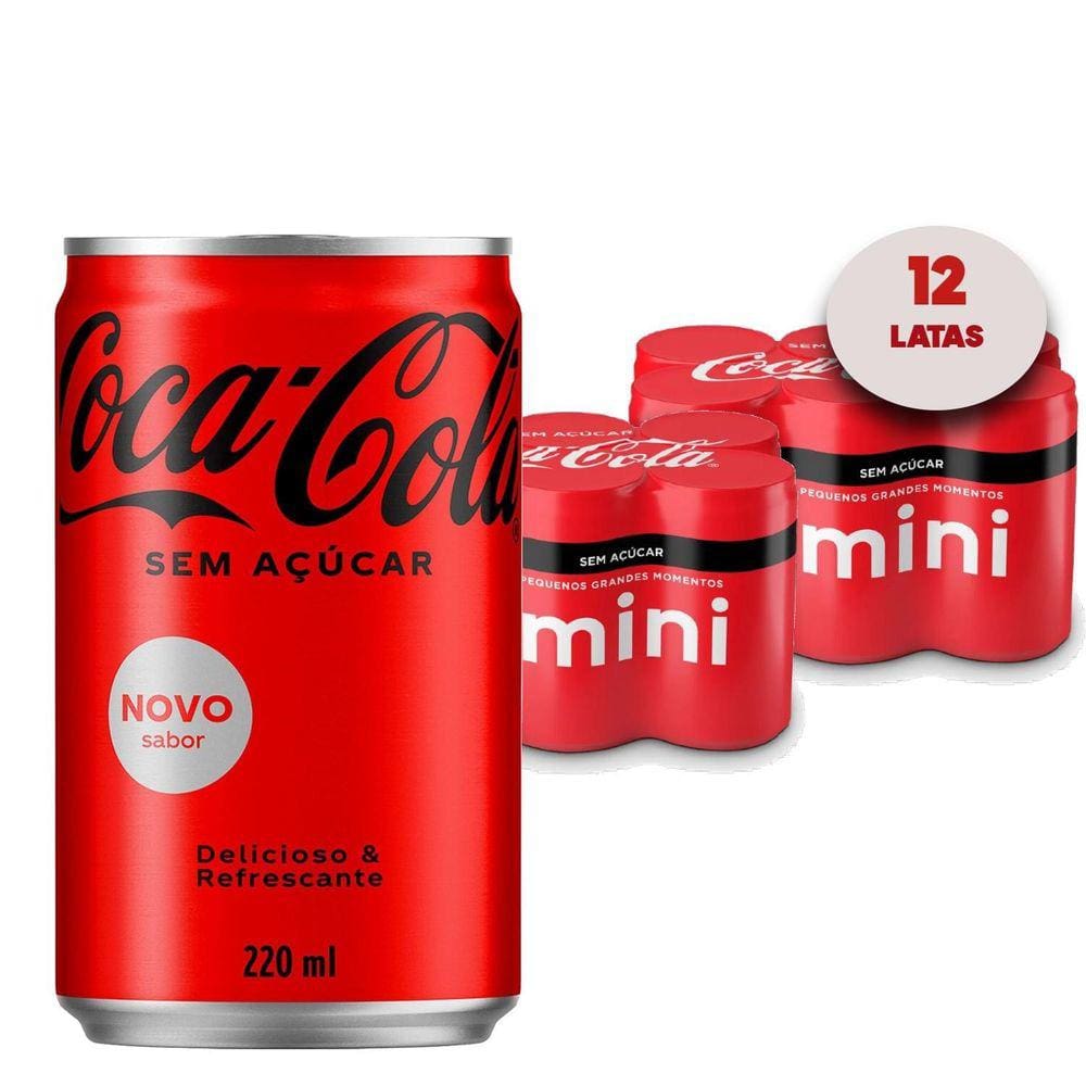 Refrigerante Coca Cola Sem Açucar Lata 220Ml 12 Latas