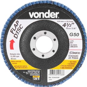 Flap Disc 4.1/2" G50 Costado Fibra Cônico P/ Aço Carb E Inox