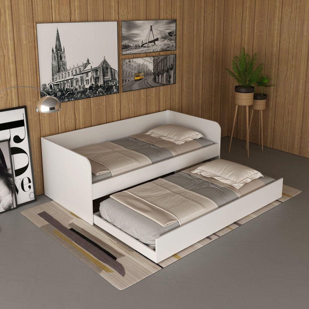 Sofá Cama Solteiro com Auxiliar Cm8032 Branco