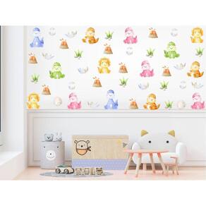 Adesivo De Parede Infantil Dinossauros Cute Aquarela