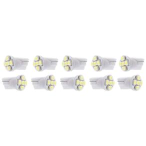 10X Lâmpada Automotiva T10 Cabeça Reta 5Led 12V Super Branca