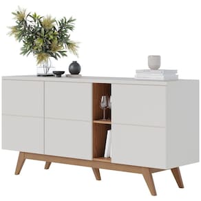 Buffet Bancada 3 Portas 160 cm Noronha Off White Matte Freijo CLB