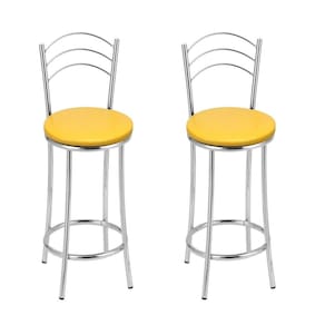 Kit 2 Banquetas Bc26-c A105 Cromada/Amarela