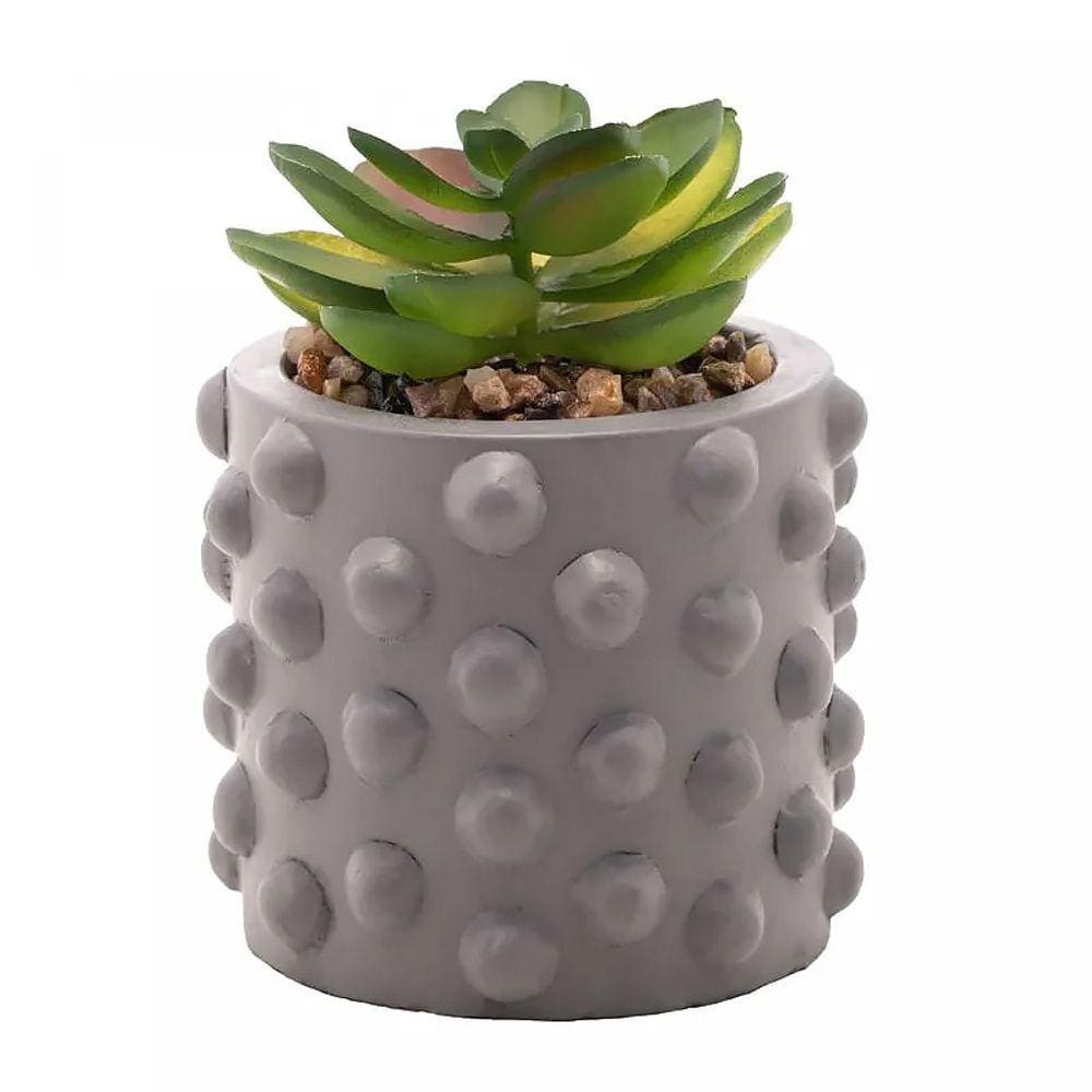 Cachepot de Cimento C/Suculenta Bubbles Cinza 7,5cm 61579 - Wolff