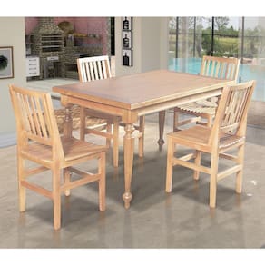Conjunto Jantar Mesa Rústica Franscisca 140X80 Com 4 Cadeiras Ripada Confort Natural - Marrom