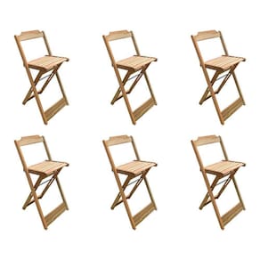 Kit 6 Banquetas Bistrô Dobravél Para Bar - Sem Pintura / Crua
