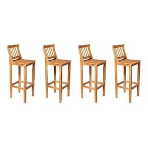 Kit 4 Banquetas Alta De Ripada Com Encosto Confort - Castanho - Marrom