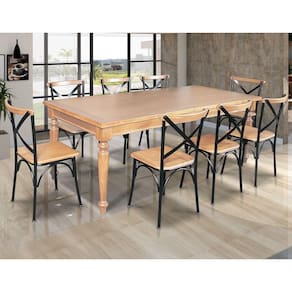 Conjunto Jantar Mesa Leonora 240X100 Com 8 Cadeiras Paris Base Alumínio - Natural - Marrom
