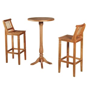 Conjunto Bistrô Mesa Com 2 Banquetas Confort Ripada Castanha - Marrom