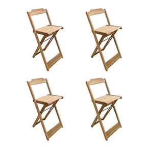 Kit 4 Banquetas Bistrô Dobráveis Em Madeira Padrão - Sem Pintura / Crua - Marrom