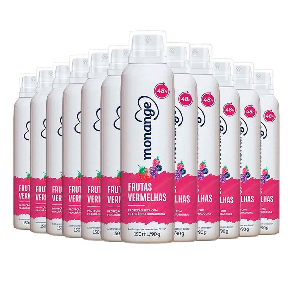 Kit Desodorante Aerosol Monange Frutas Vermelhas 90g - 12 unidades