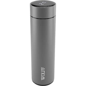 Garrafa Térmica Cinza de Aço Inox C/ Termômetro em Led 500ml 29116 - Wolff