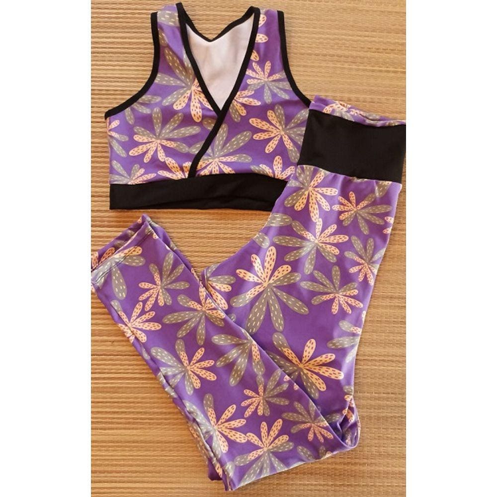 Conjunto de Roupa Fitness Top mais Calça