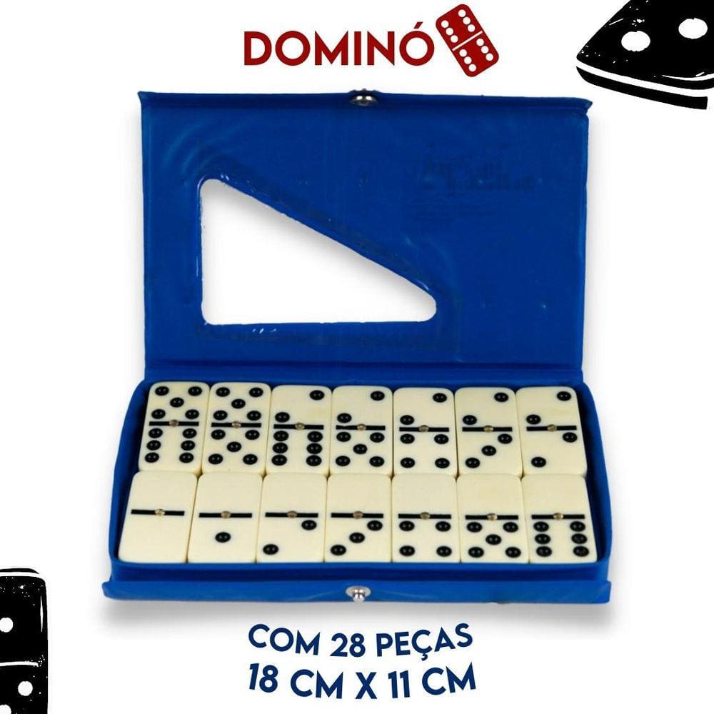 Jogo De Dominó GRANDE 10MM De Osso Profissional Com 28 Peças Com Estojo De  Maleta