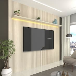 Painel para TV até 85 Polegadas Impressão Ripada com LED 220cm 100% MDF Requinte
