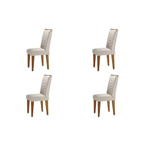 Conjunto 4 Cadeiras Madeira Munique Rufato Veludo Creme/Capuccino