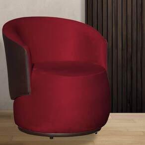 Poltrona Beatriz Veludo Vermelho Com Composê Marrom - Vallisa Decor