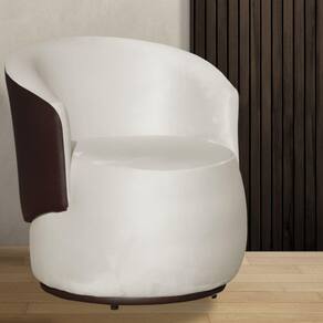 Poltrona Beatriz Veludo Bege Com Composê Marrom - Vallisa Decor