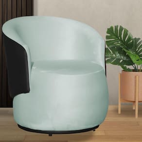 Poltrona Orgânica Veludo Acqua Com Composê Preto - Vallisa Decor