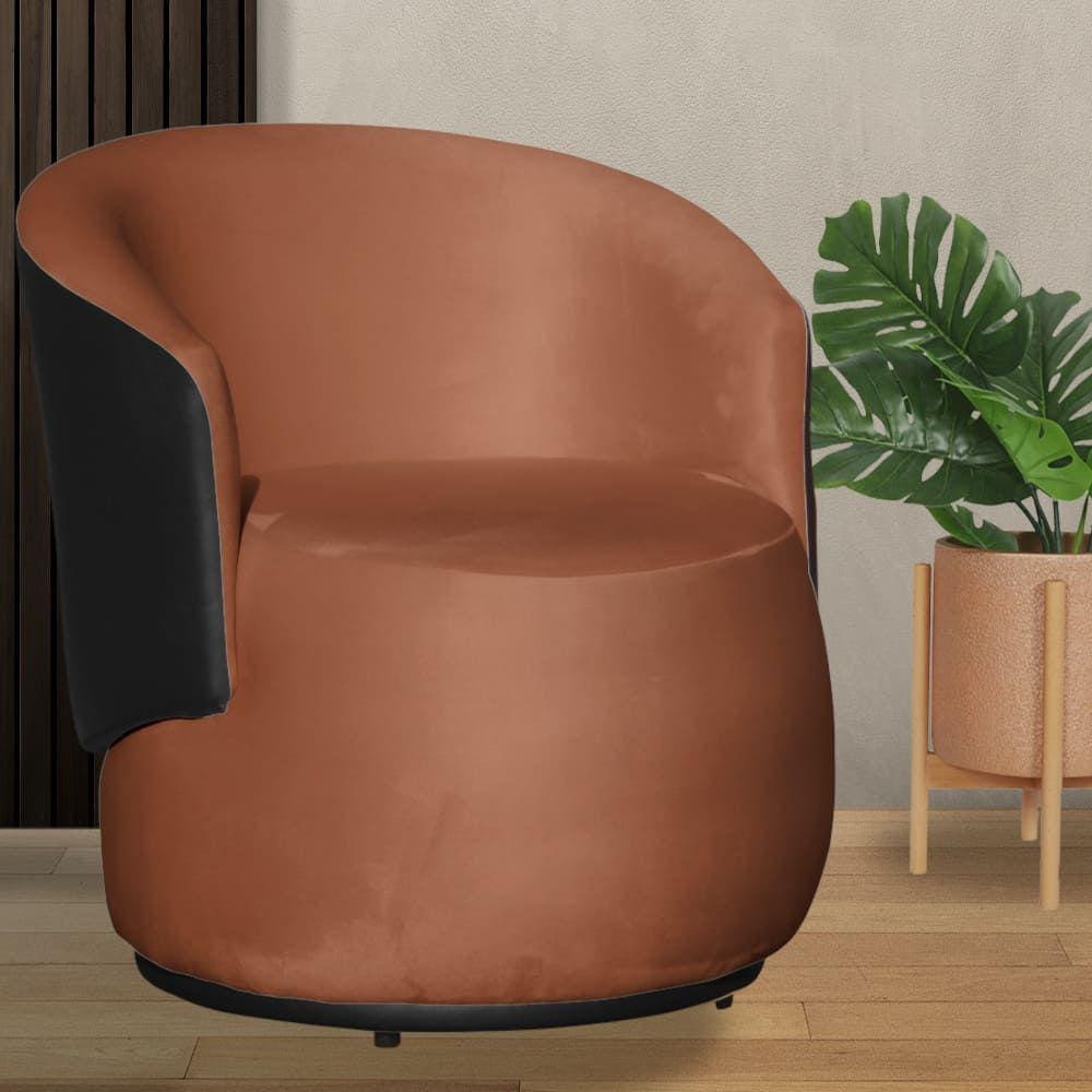 Poltrona Beatriz Veludo Terracota Com Composê Preto - Vallisa Decor