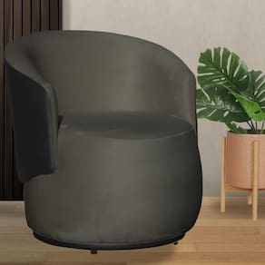 Poltrona Orgânica Veludo Grafite Com Composê Preto - Vallisa Decor