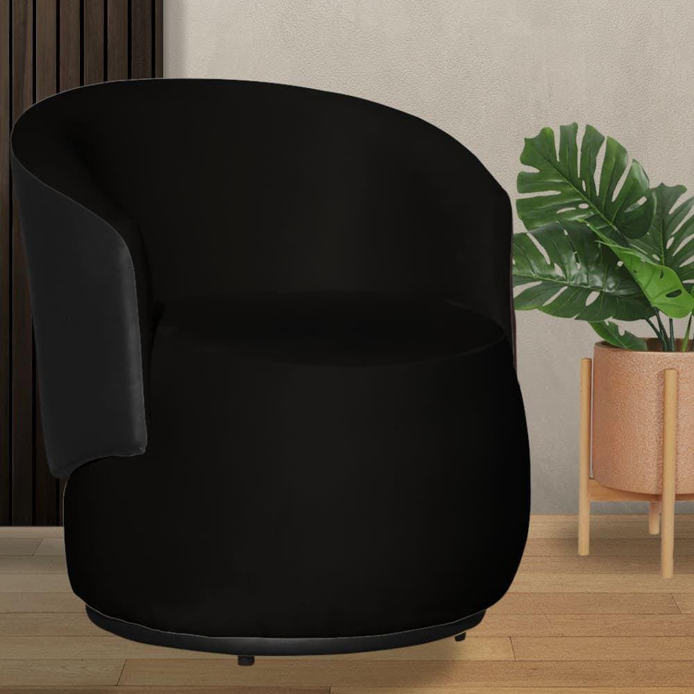 Poltrona Beatriz Veludo Preto Com Composê Preto - Vallisa Decor