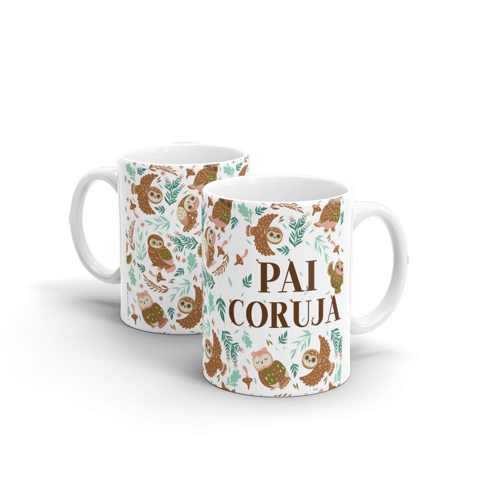 Caneca Cerâmica - Pai Coruja - Alça Branca
