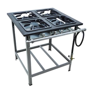 Fogao 4B M-14 Max Alta Pressao Gas Glp 30X30 Perfil 6,5Cm Por Panela - Metalmaq