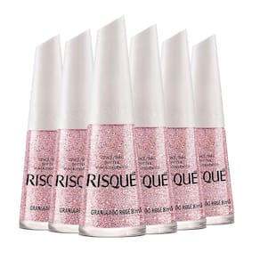 Kit Esmalte Risqué Efeitos Glitter Granulado Rosé 8ml - 6 unidades
