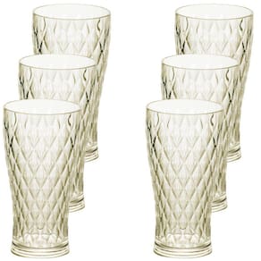 Copo de Plástico 500ml Cristal Glamour âmbar com 6 unidades Plasutil ref.14205