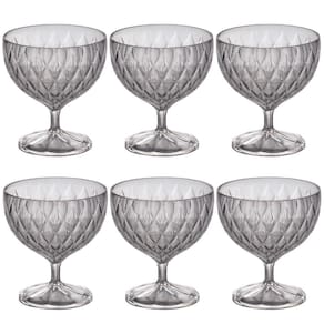 Taça de Plástico para Sobremesa 350ml Cristal Glamour Incolor com 6 unidades Plasutil ref.14252