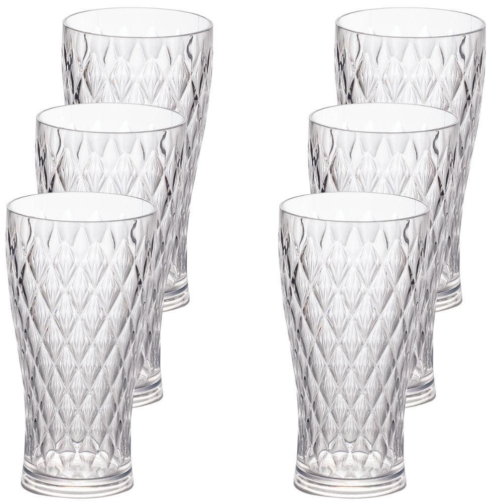 Copo de Plástico 500ml Cristal Glamour incolor com 6 unidades Plasutil ref.14204