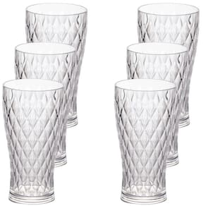 Copo de Plástico 500ml Cristal Glamour incolor com 6 unidades Plasutil ref.14204