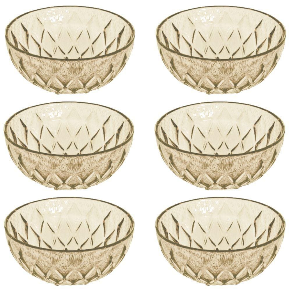 Tigela de Plástico para Sobremesa 310ml Cristal Glamour âmbar com 6 unidades Plasutil ref.15011