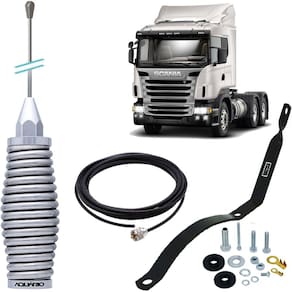 Antena Px Mola Inox 2,70m Suporte Traseiro Carona Scania Série 5 Cabo 5,5m Parafusos