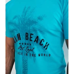 T-shirt Palm Beach Algodão Egípcio Azul Turquesa composto de fibras mais longas das melhores safras do egito