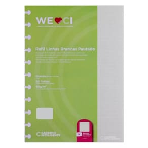 Refil Caderno Inteligente Pautado Linhas Brancas Grande 90g