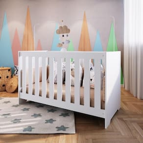 Berço Bebe Cama Infantil Americano com Colchão 3 em 1 Completa Branco