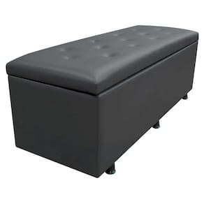 Calçadeira Baú Casal Queen 160cm Estofada Liz S05 Sintético Preto - Mpozenato