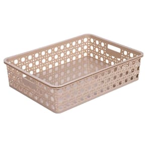 Cesta Retangular Palha Indiana 23x32cm Plástico Premium