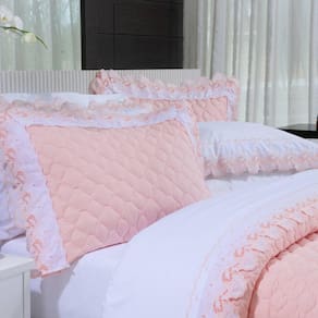 Jogo de Cama Queen Maiori 4 Peças Percal 200 Fios Bernadete Casa Salmão