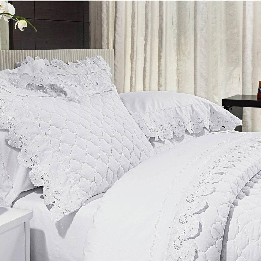 Jogo de Cama Queen Maiori 4 Peças Percal 200 Fios Bernadete Casa Branco