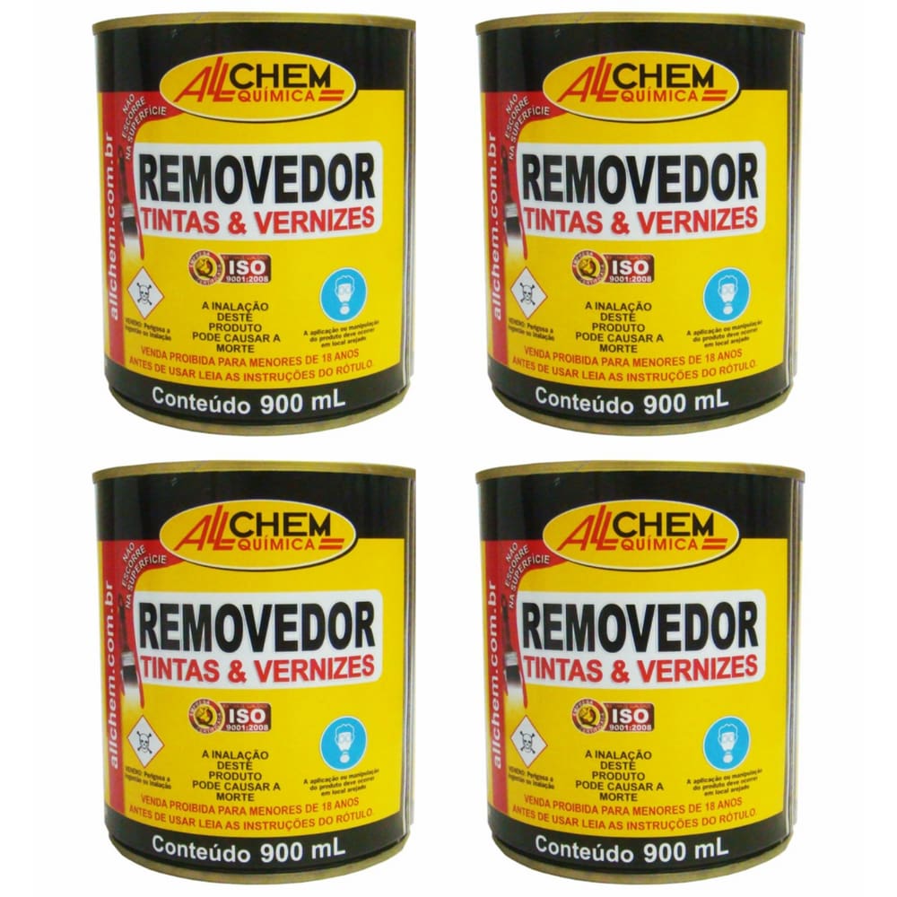 Kit 4 Removedor De Tinta Verniz Textura Pastoso Allchem 900g